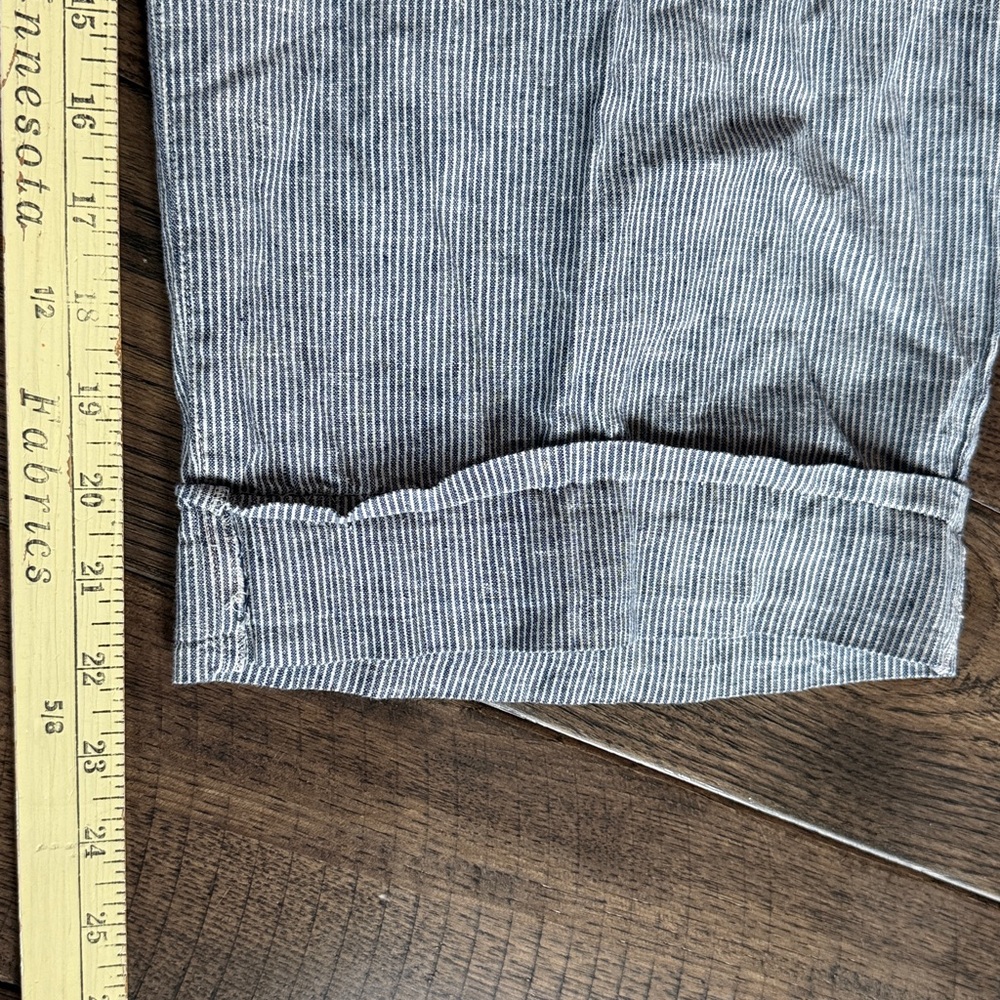 EILEEN FISHER Womens Blue Pinstripe Cropped Pants Size L - Picture 7 of 8